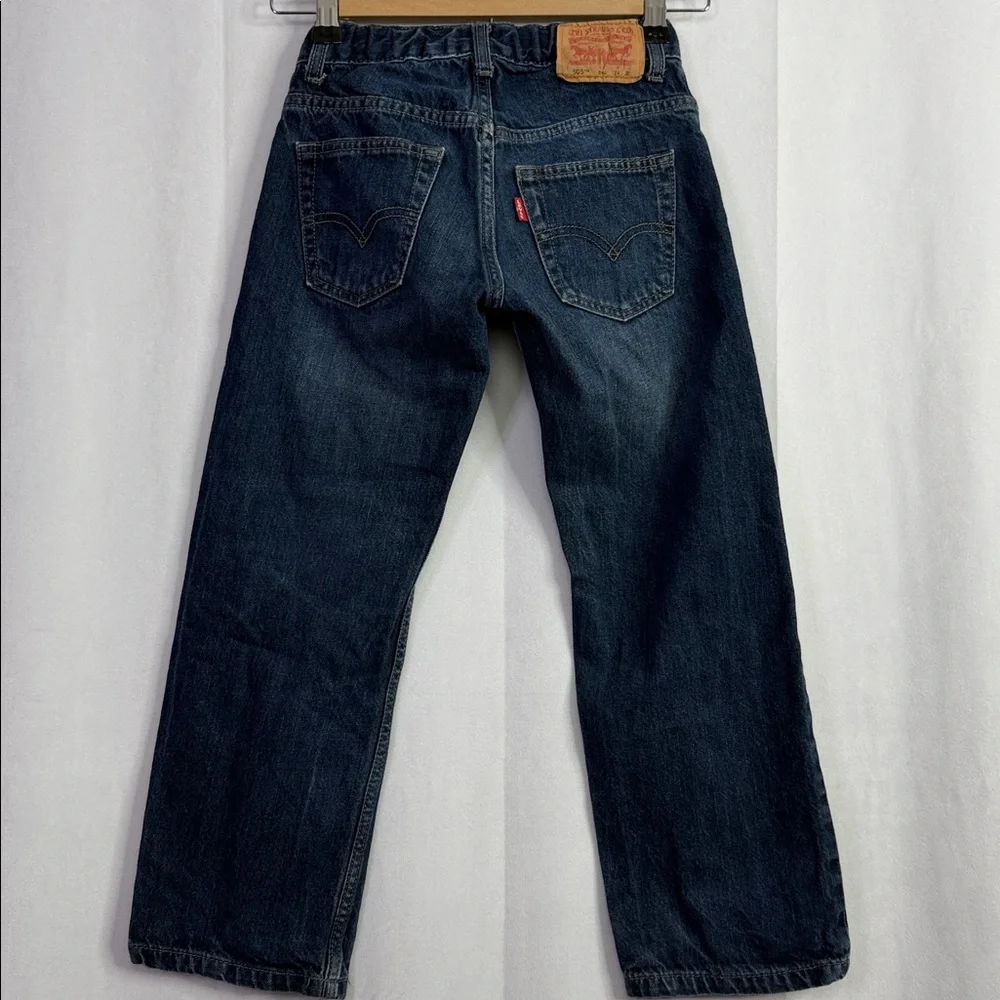 Levi's 505 Boys Regular Adjustable Waist Dark Wash Blue Jeans 24X22